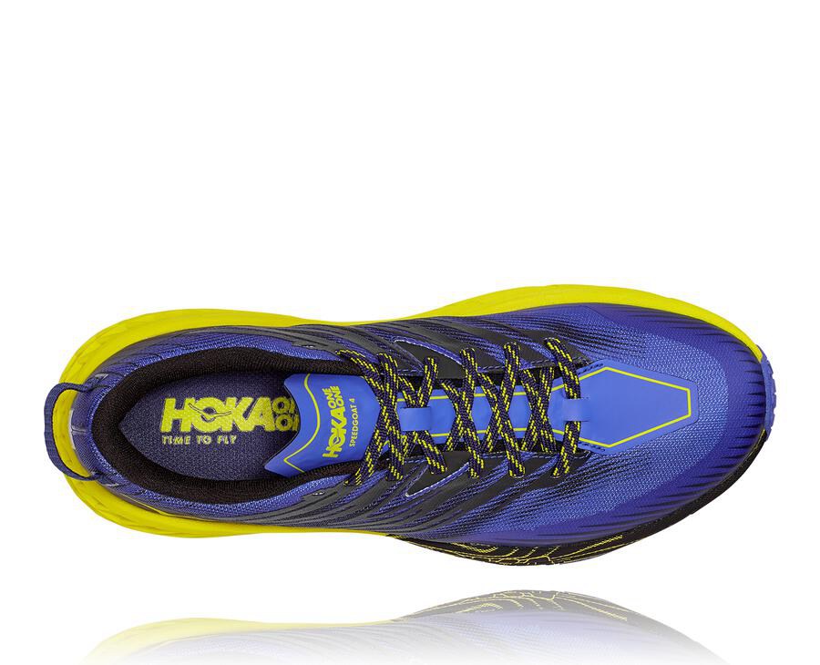 Hoka One One Trailsko Herre - Speedgoat 4 - Blå/Grøn - 234197DXJ